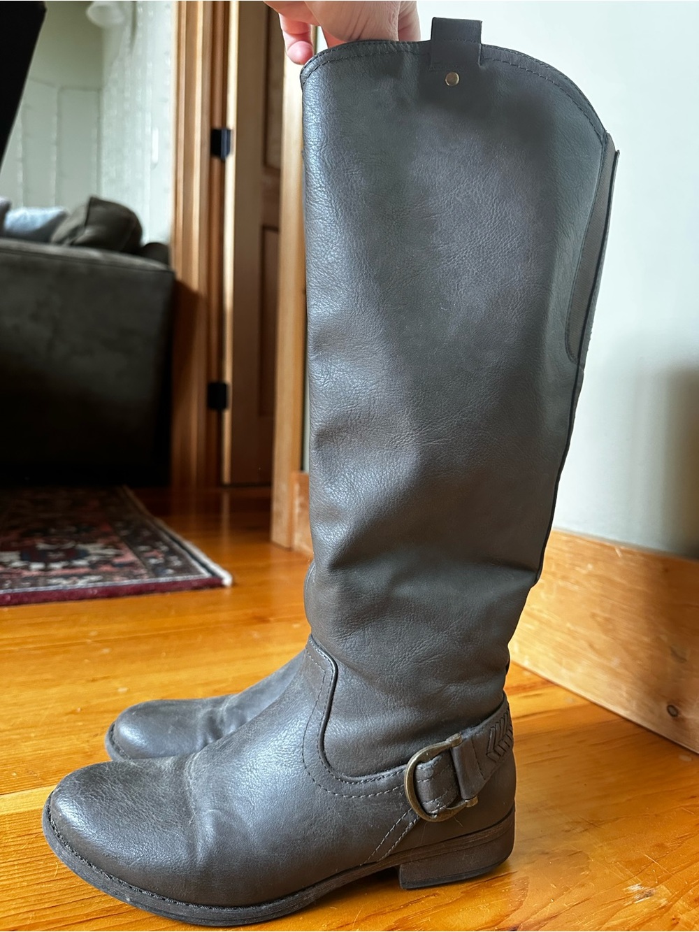 Bass Adrina Tall Riding Boots in Vintage Gray (Extended Calf)